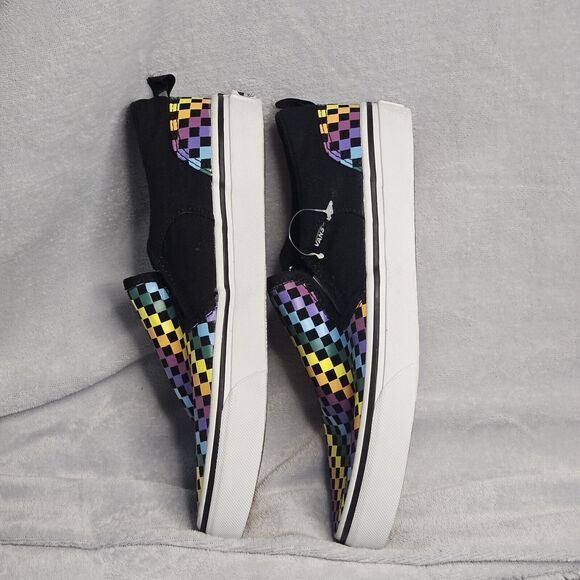 Vans Asher Slip-On Rainbow Checkerboard Unisex Kids Shoes | Youth Size 4 - Picture 4 of 9